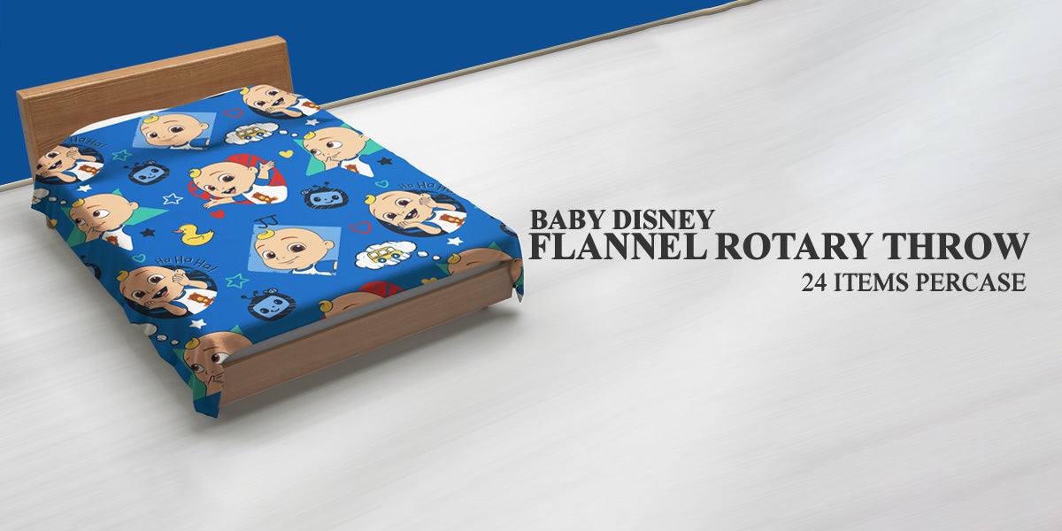 BABY DISNEY FLANNEL ROTARY THROW-(SOLID PACK 24 ITEMS PER CASE)