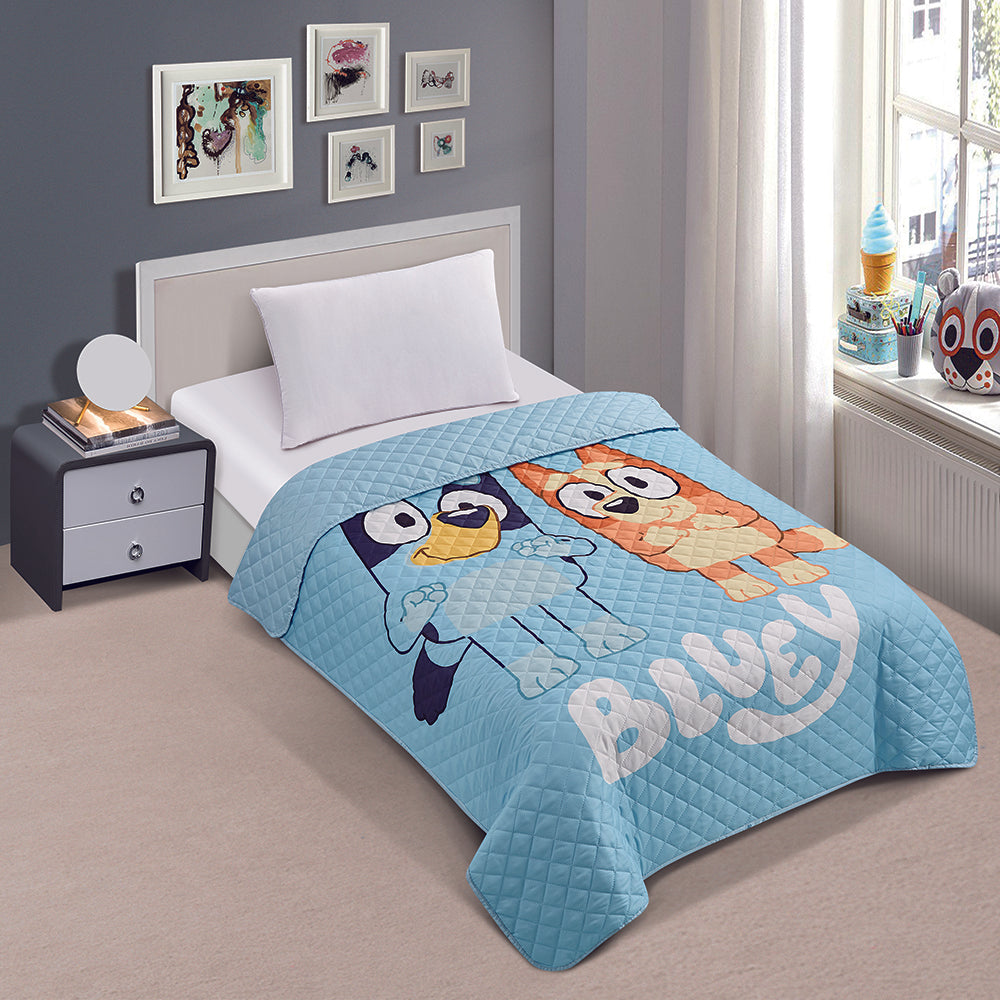 "Again" Bluey Twin/Full BBC Bedspread
