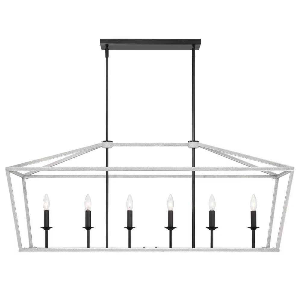 Vanity Art 6 Lights Kitchen Island Linear Pendant Chandelier Modern Hanging Lighting Farmhouse Light Fixtures for Over Dining Table Kitchen Living Room 12036-CW-BK - Dahdoul Online