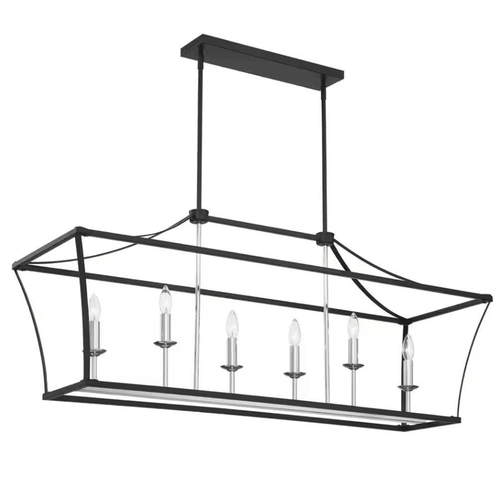 6-Lights Classic Black/Chrome Kitchen Island Linear Pendant - Dahdoul Online