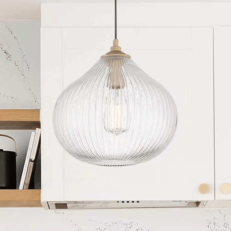 Bayonne 1-Light Brass Dust Pendant with Glass Globe Shade - Dahdoul Online
