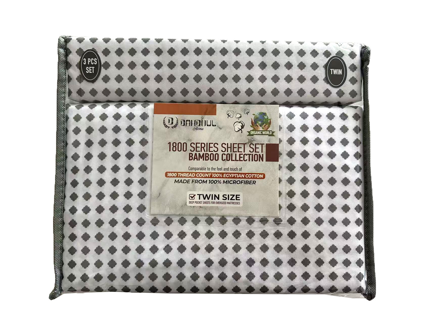 4 PIECE BAMBOO 1800 PRINTED BED SHEET DESIGNS–(ASSORTED CASE PACK 10 SHEETS PER CASE)