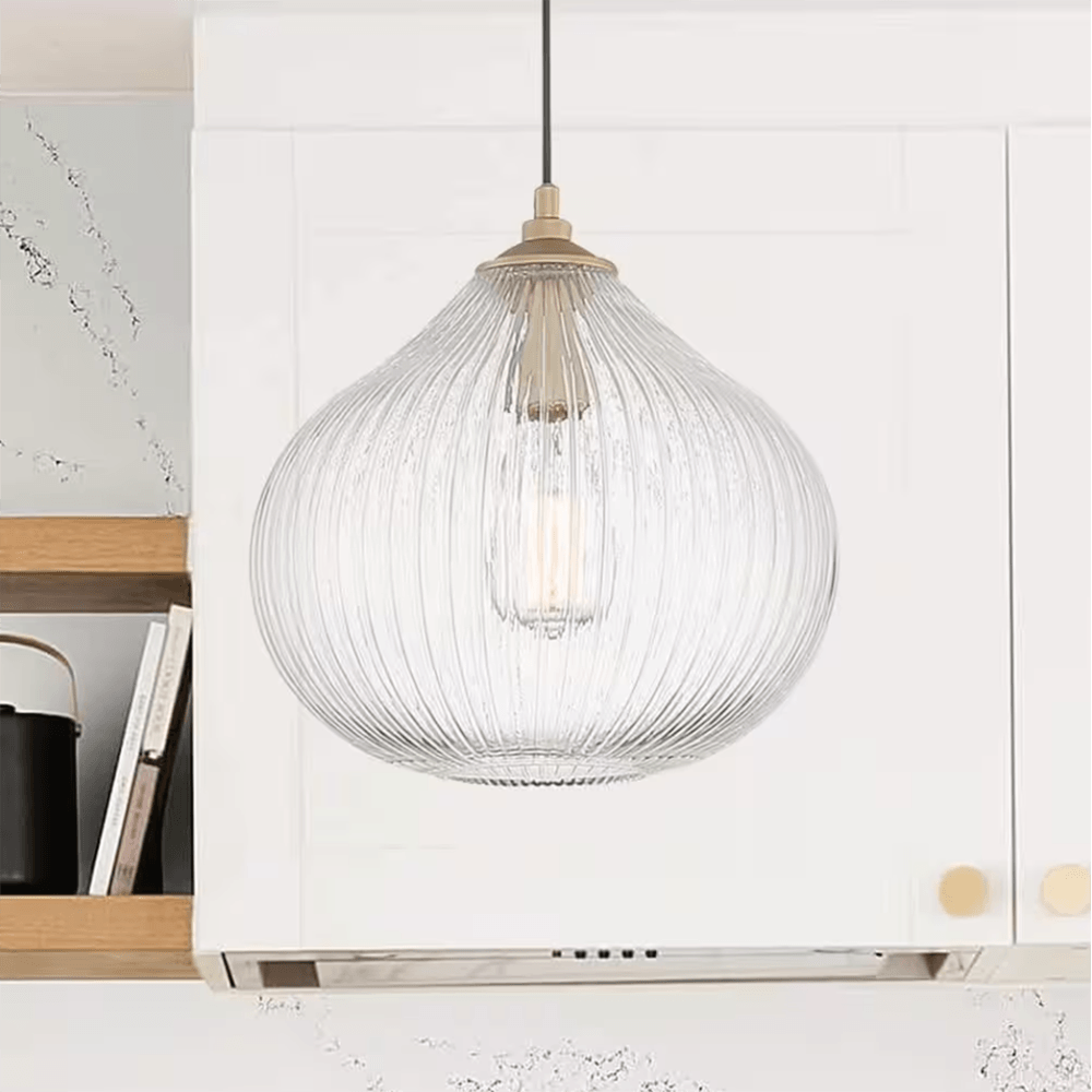 Bayonne 1-Light Brass Dust Pendant with Glass Globe Shade - Dahdoul Online