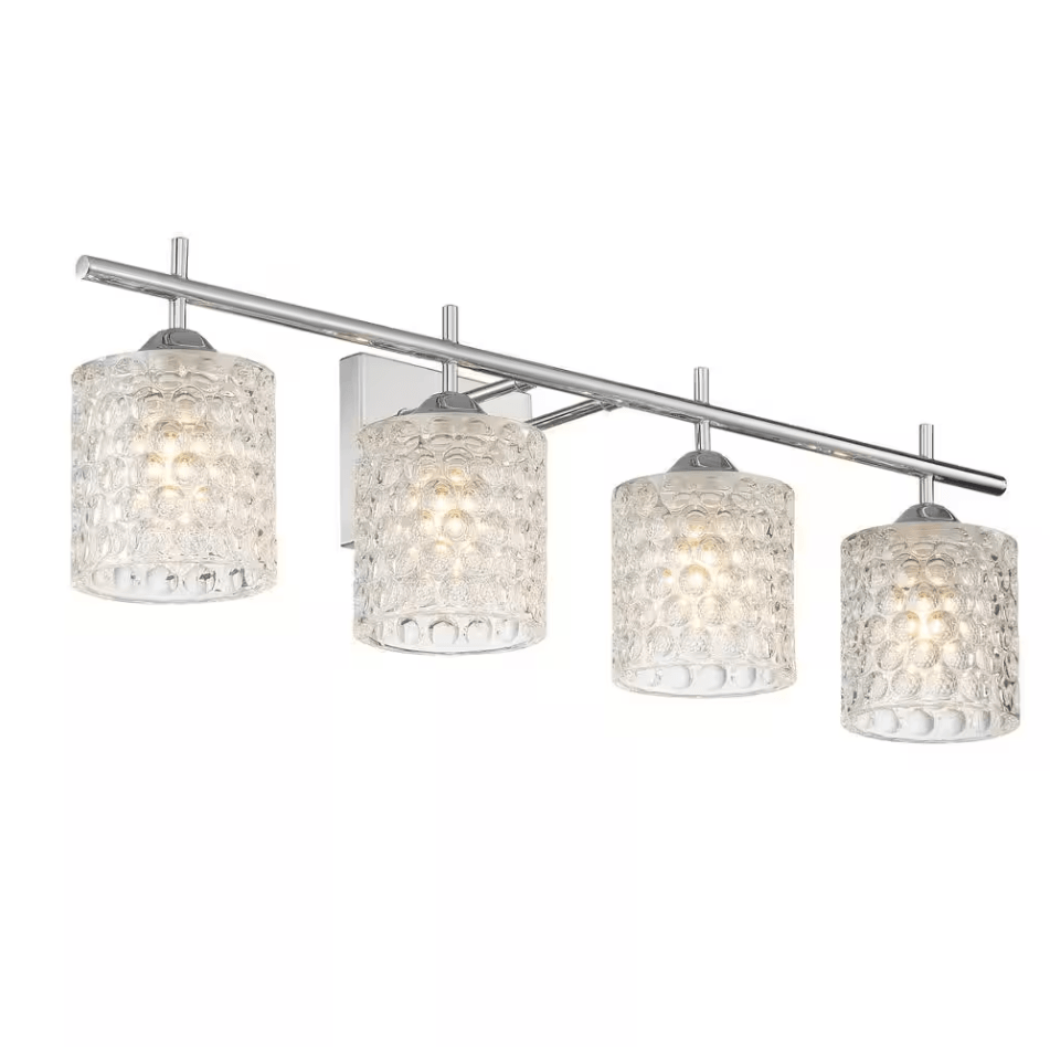 Limoges 29 in. Chrome 4-lights Modern Cut Crystal Reversible Shade Vanity Light - Dahdoul Online