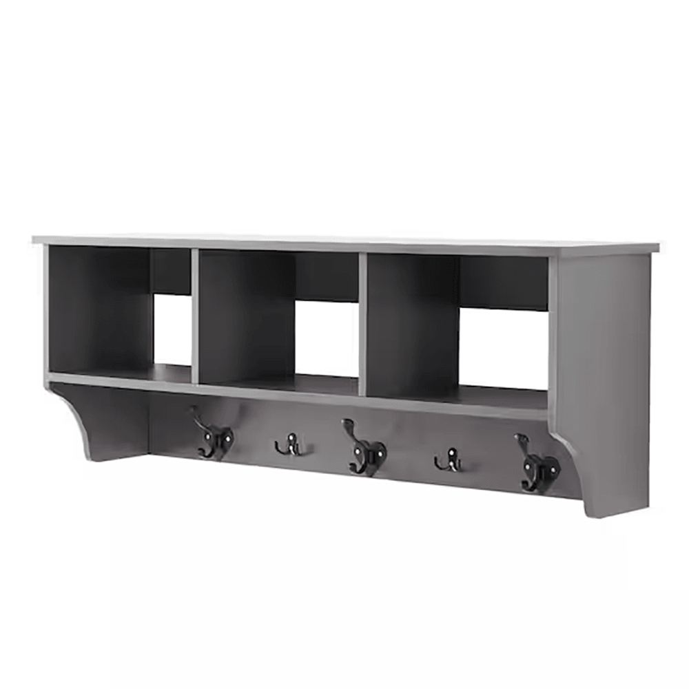 Troyes Grey 5 Hook Wall Mounted Coat Rack With Storage - Dahdoul Online