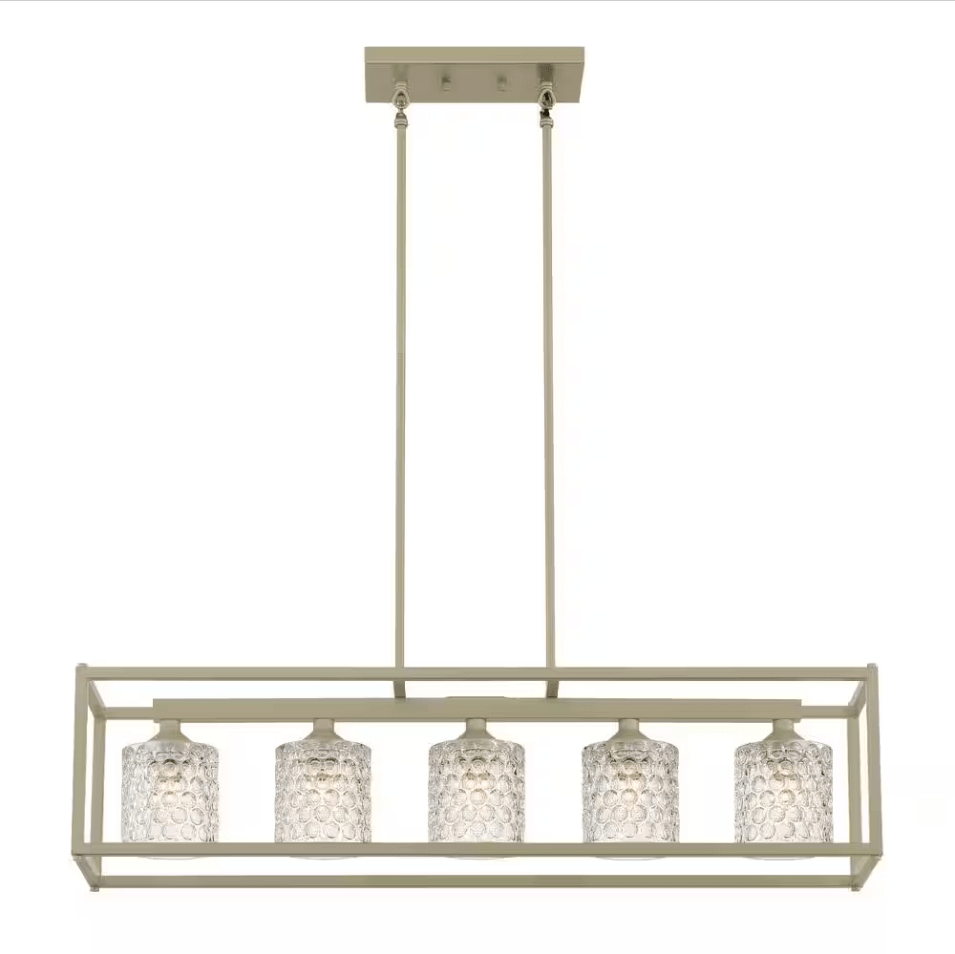 Brescia 36 in. 5-lights Antique Silver Pendant with Glass Shades - Dahdoul Online
