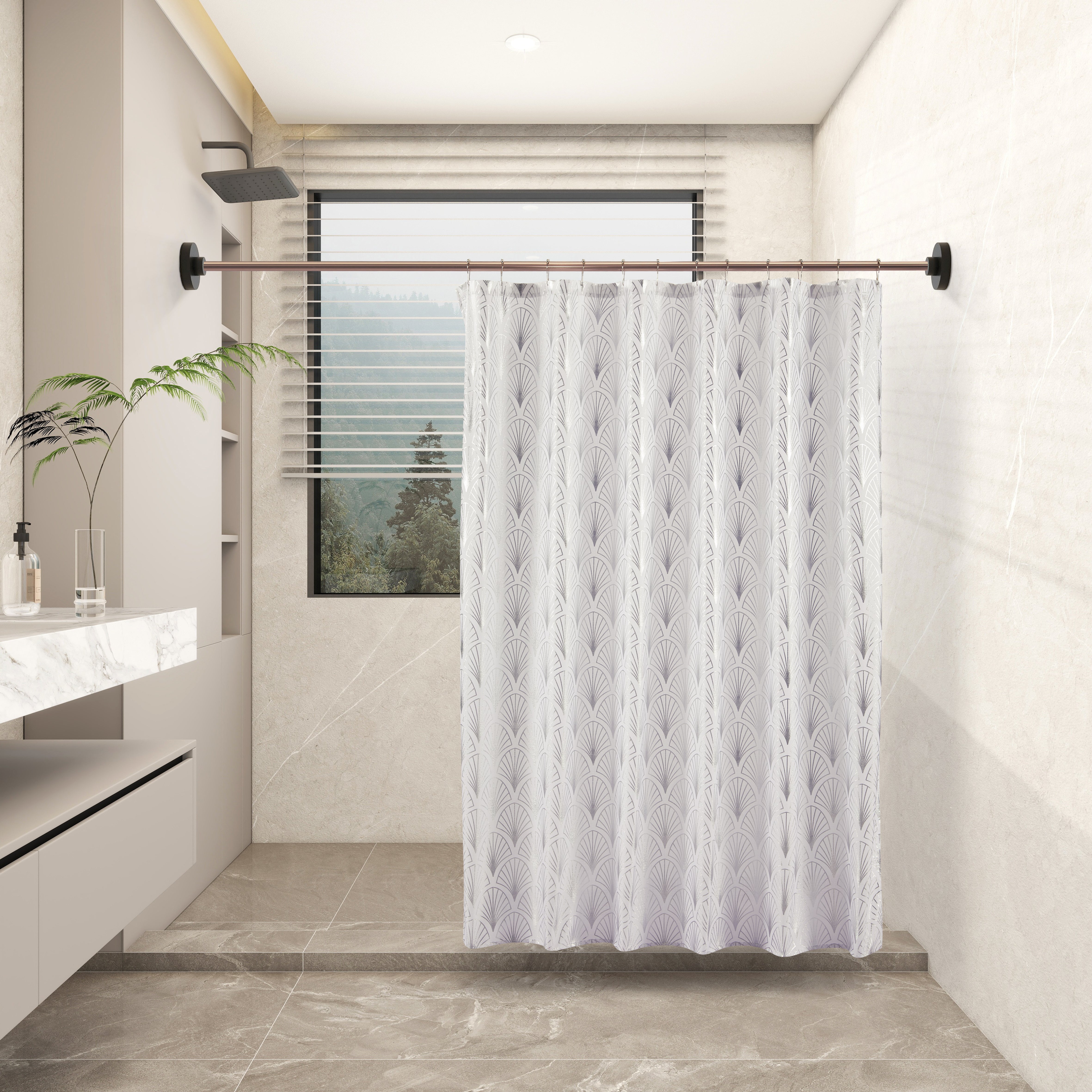13 Pieces Metallic Sedona Shower Curtain | Metallic 0059-Silver Foil