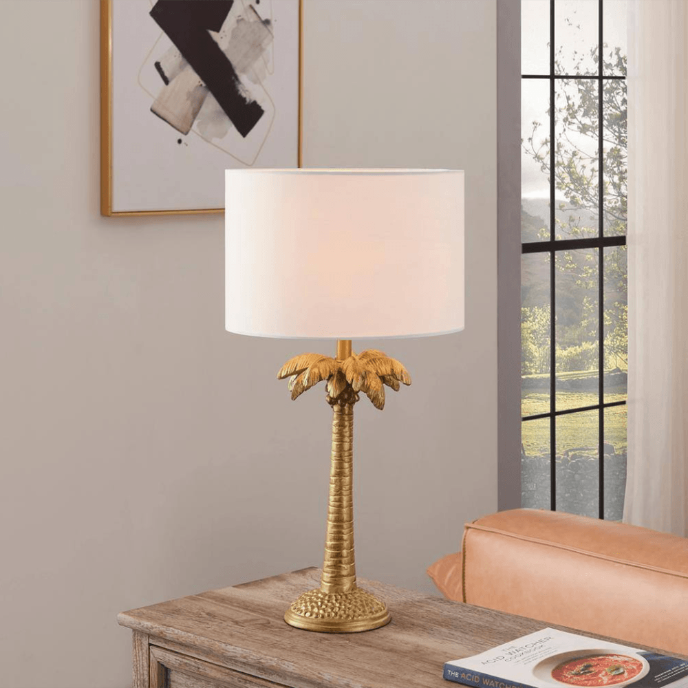 Honfleur 22.2 in. Gold Outdoor Table Lamp with Fabric Shade - Dahdoul Online