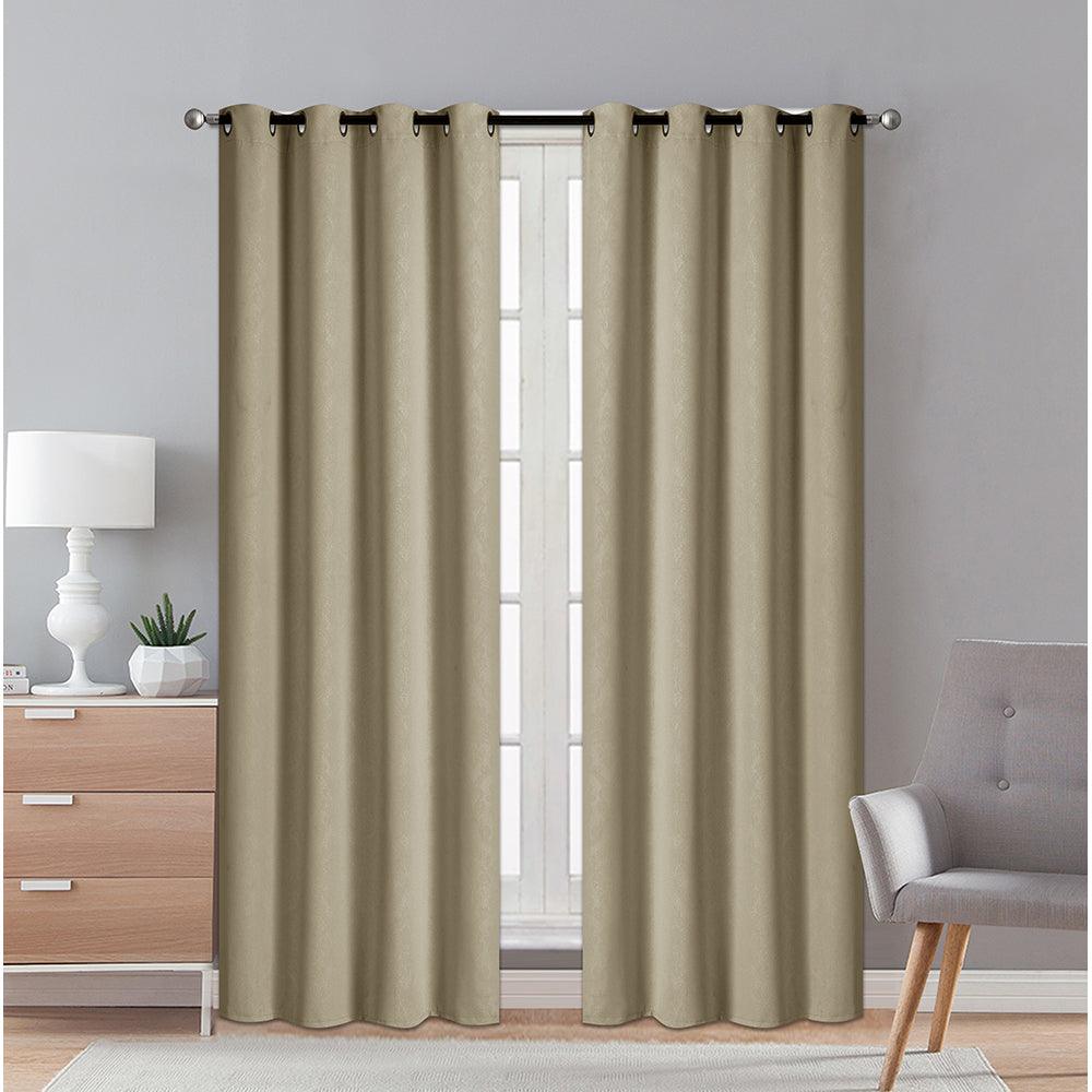 2 Pieces "3020" Eve Collection Weaving Blackout Embossed Window Curtain - Dahdoul Online