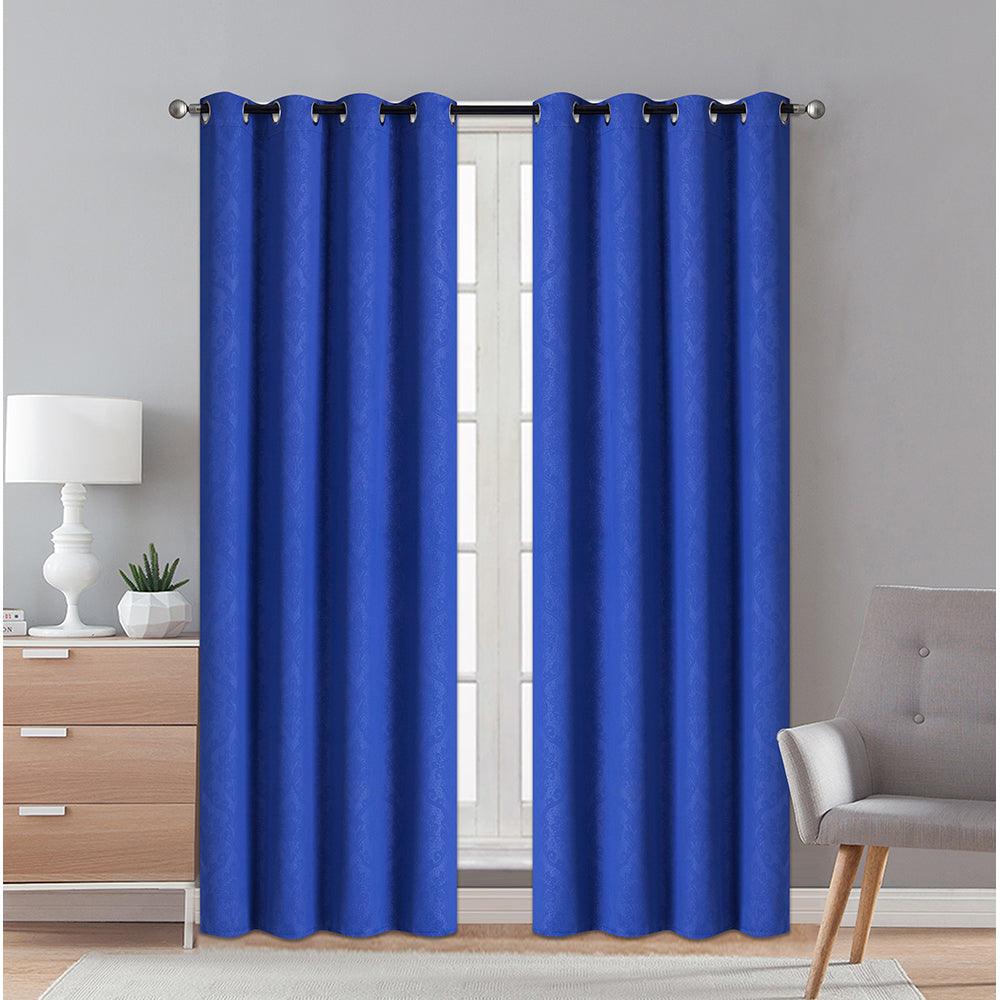 2 Pieces "3020" Eve Collection Weaving Blackout Embossed Window Curtain - Dahdoul Online