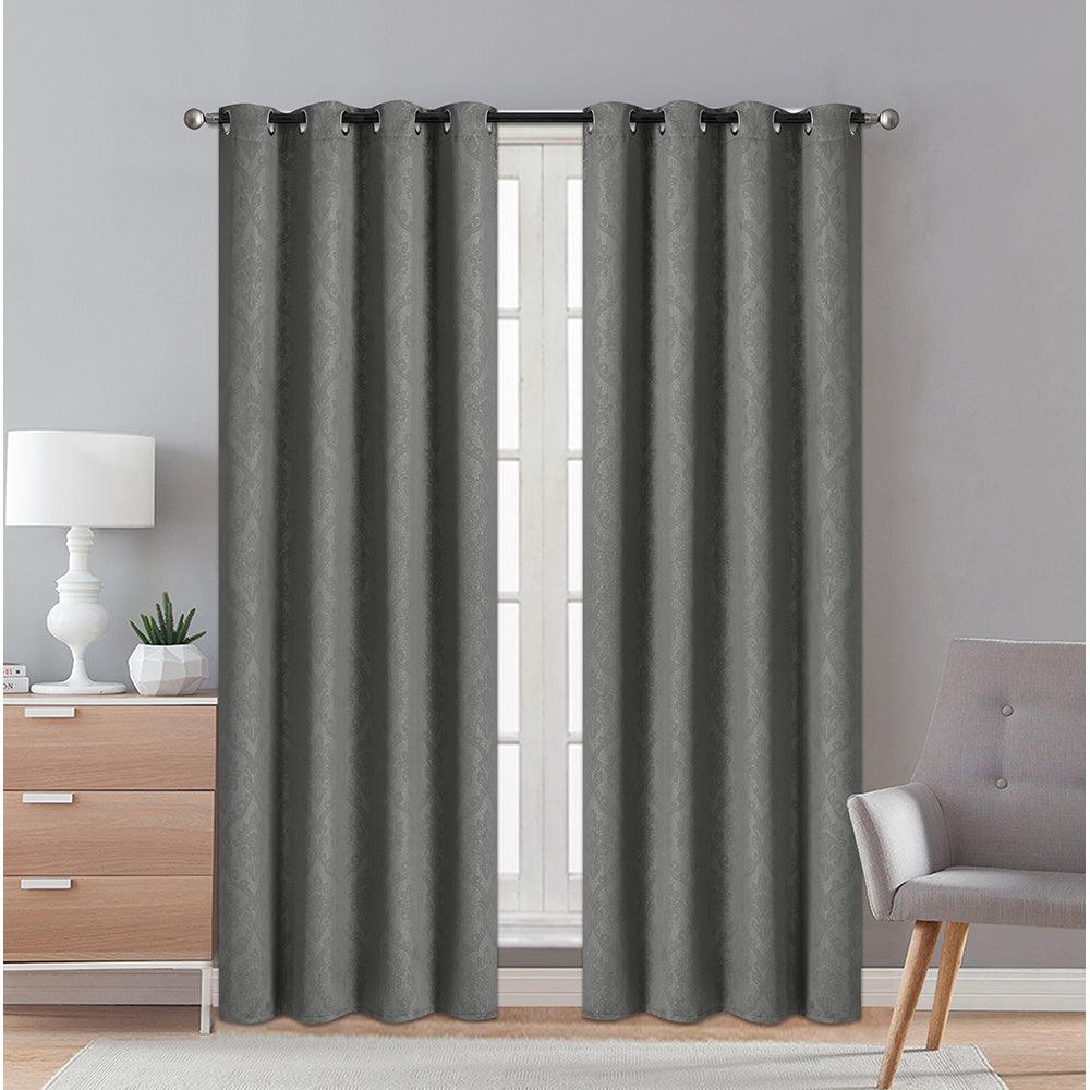 2 Pieces "3020" Eve Collection Weaving Blackout Embossed Window Curtain - Dahdoul Online