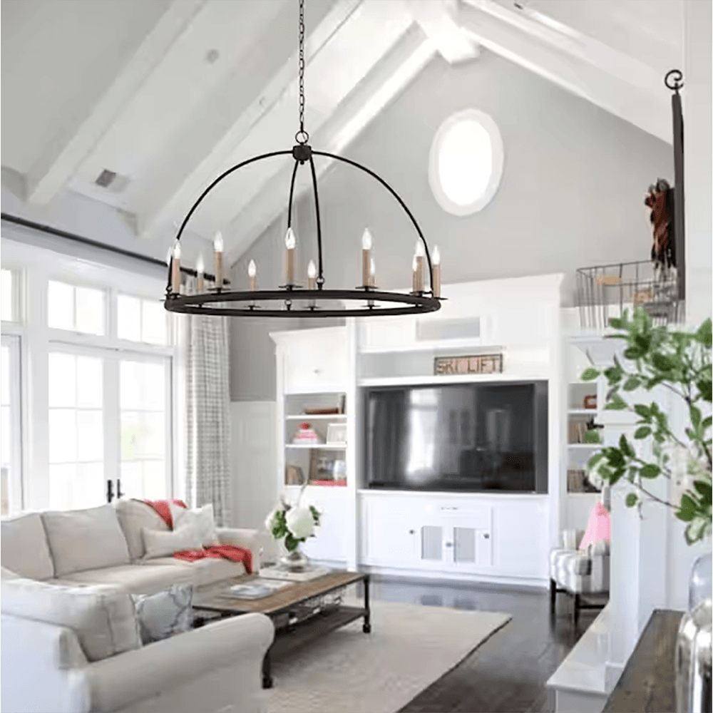 Nimes 12-Light Black/Brass Dust Wagon Wheel Chandelier - Dahdoul Online