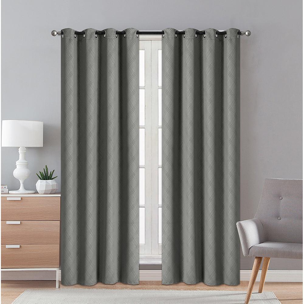 2 Pieces "3146" Eve Collection Weaving Blackout Embossed Window Curtain - Dahdoul Online