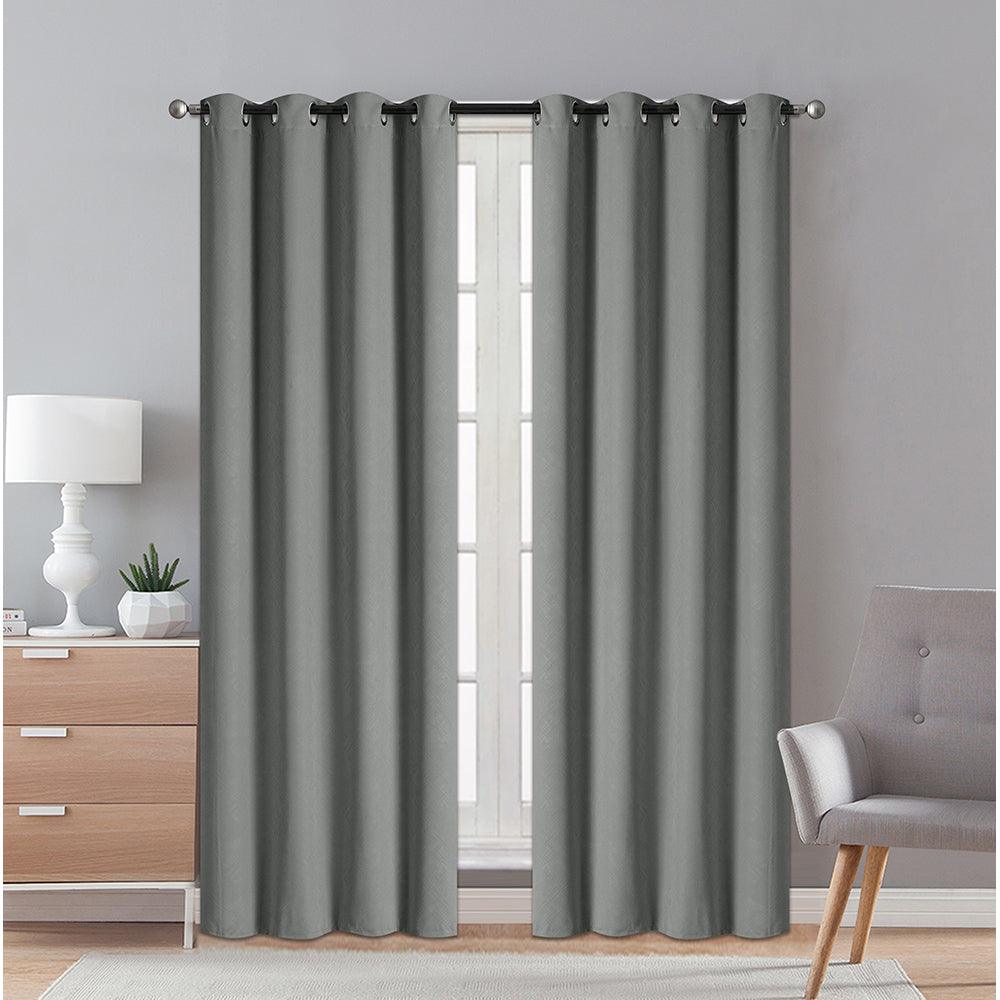 2 Pieces "3152" Eve Collection Weaving Blackout Embossed Window Curtain - Dahdoul Online