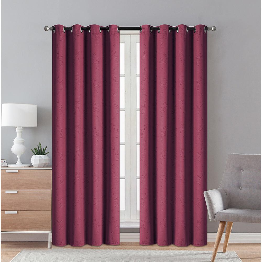 2 Pieces "3165" Eve Collection Weaving Blackout Embossed Window Curtain - Dahdoul Online
