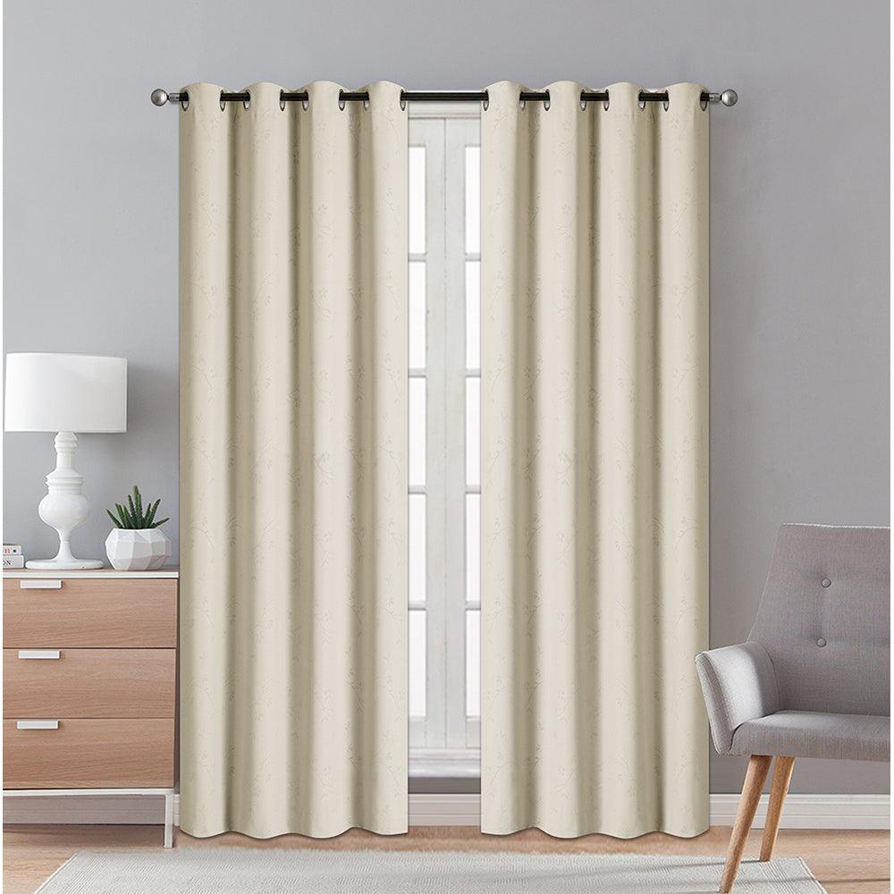 2 Pieces "3165" Eve Collection Weaving Blackout Embossed Window Curtain - Dahdoul Online