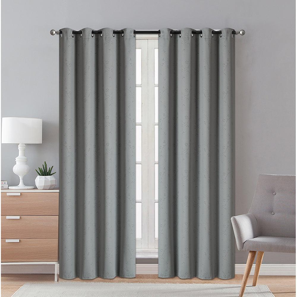 2 Pieces "3165" Eve Collection Weaving Blackout Embossed Window Curtain - Dahdoul Online