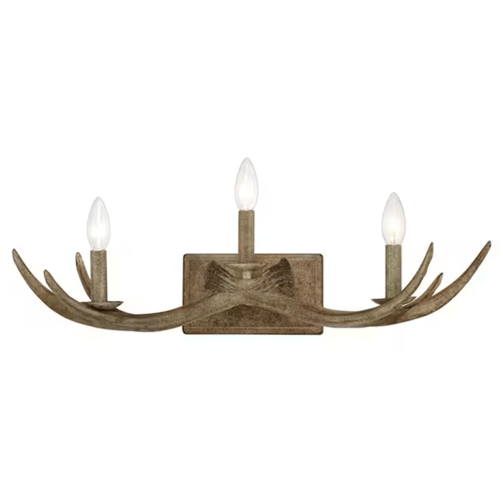 Moulins 25.6 in. 3-Light Natural Vanity-Light with Deer Antler Design - Dahdoul Online