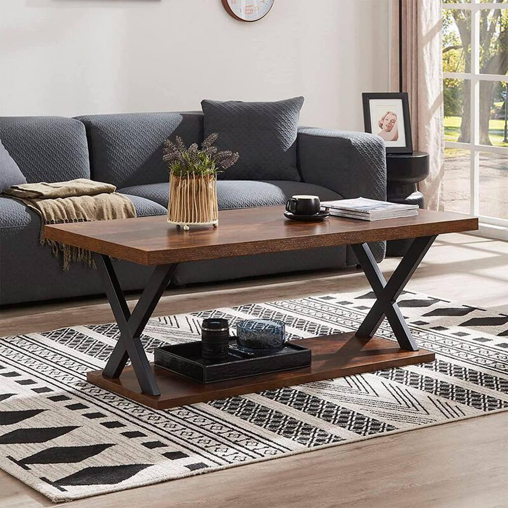 Ravenna 47 in. Rustic Brown Rectangle Coffee Table with Storage - Dahdoul Online