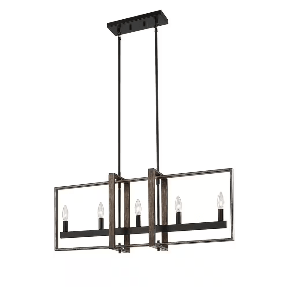 Amiens 5-Light Darkwood/Black Linear Pendant - Dahdoul Online