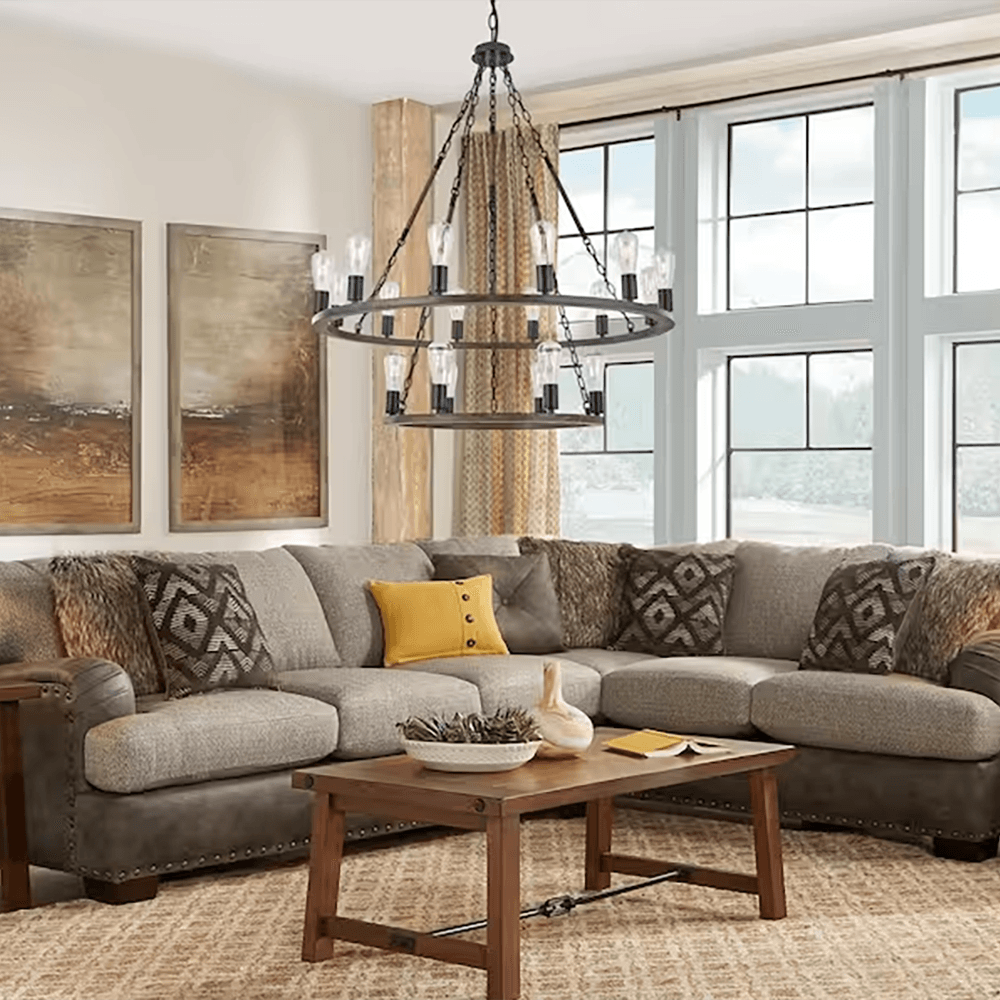 Cannes 18-Light Darkwood/Black Wagon Wheel Chandelier - Dahdoul Online