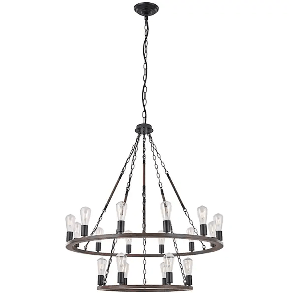 Cannes 18-Light Darkwood/Black Wagon Wheel Chandelier - Dahdoul Online