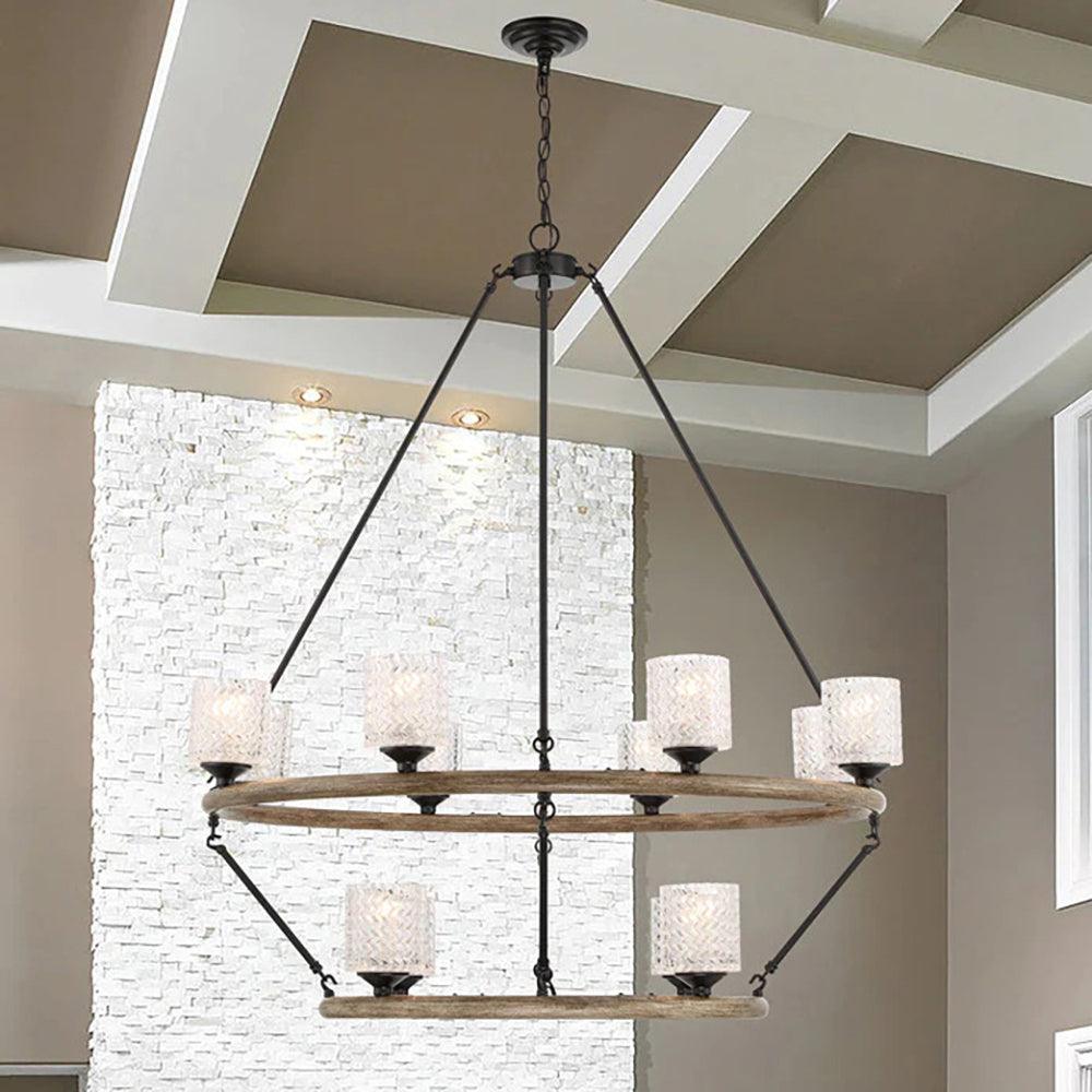 12 Lights Crystal Wagon Wheel Chandelier Lighting - Dahdoul Online