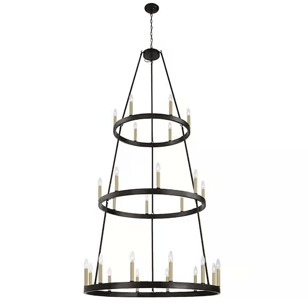 Rochefort 26-Light Black/Brass Dust Wagon Wheel Chandelier - Dahdoul Online
