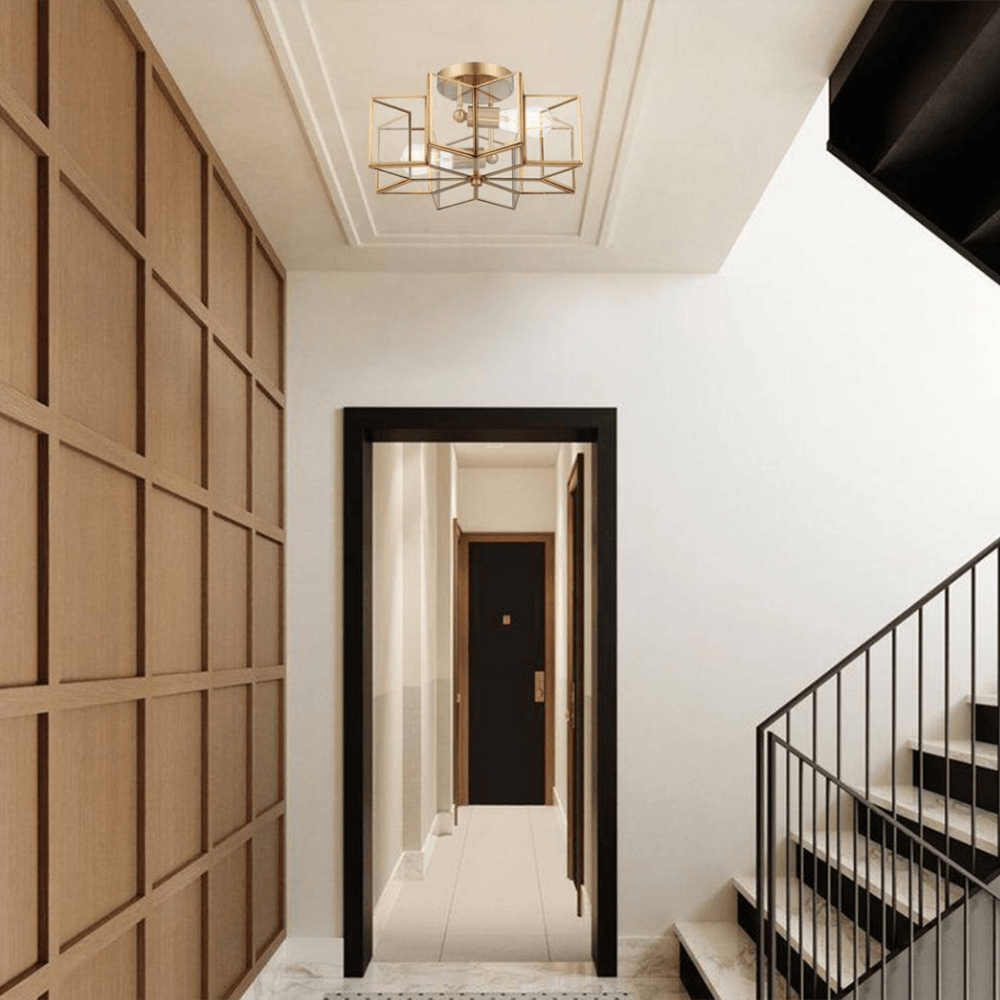 16.14 in. 2-Light Brass Dust Unique/Statement Star Semi Flush Mount - Dahdoul Online