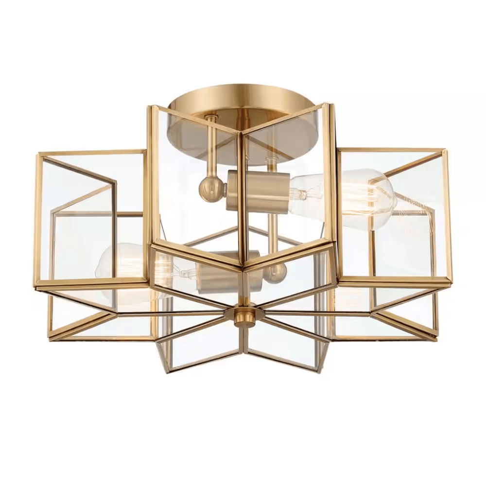 16.14 in. 2-Light Brass Dust Unique/Statement Star Semi Flush Mount - Dahdoul Online