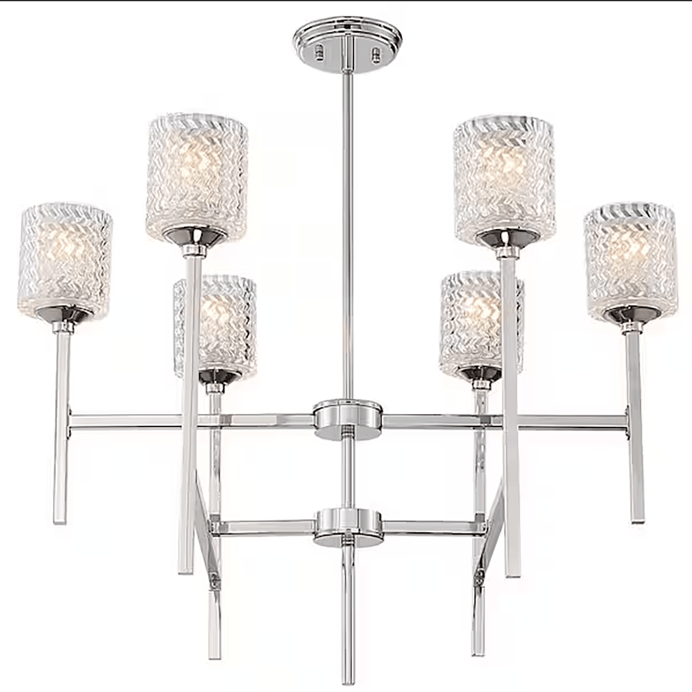 Farmhouse Vintage 6-Light Chrome Modern Cut Crystal Standard Pendant - Dahdoul Online
