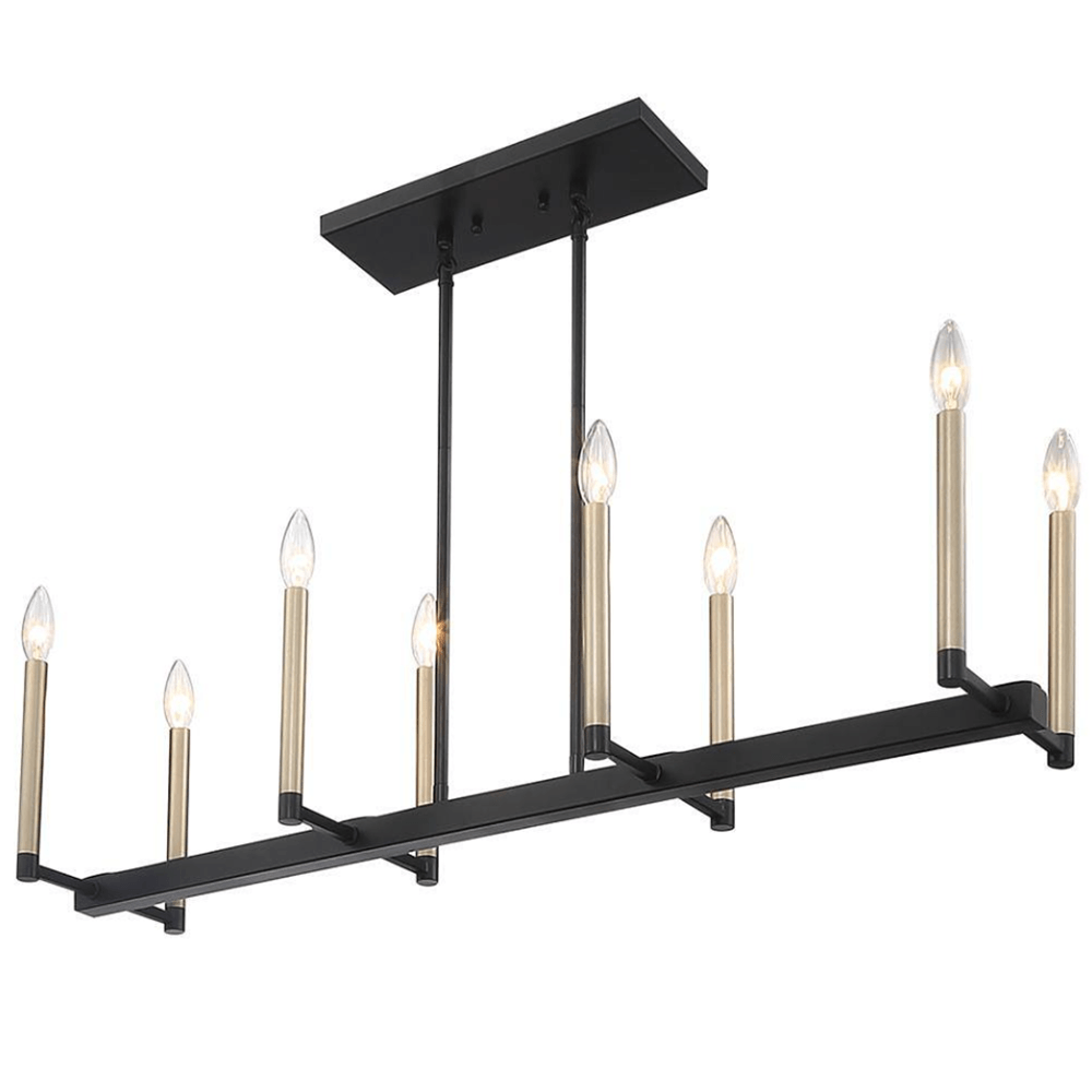Home Beyond 8-Light Black and Brass Linear Pendant Light - Dahdoul Online