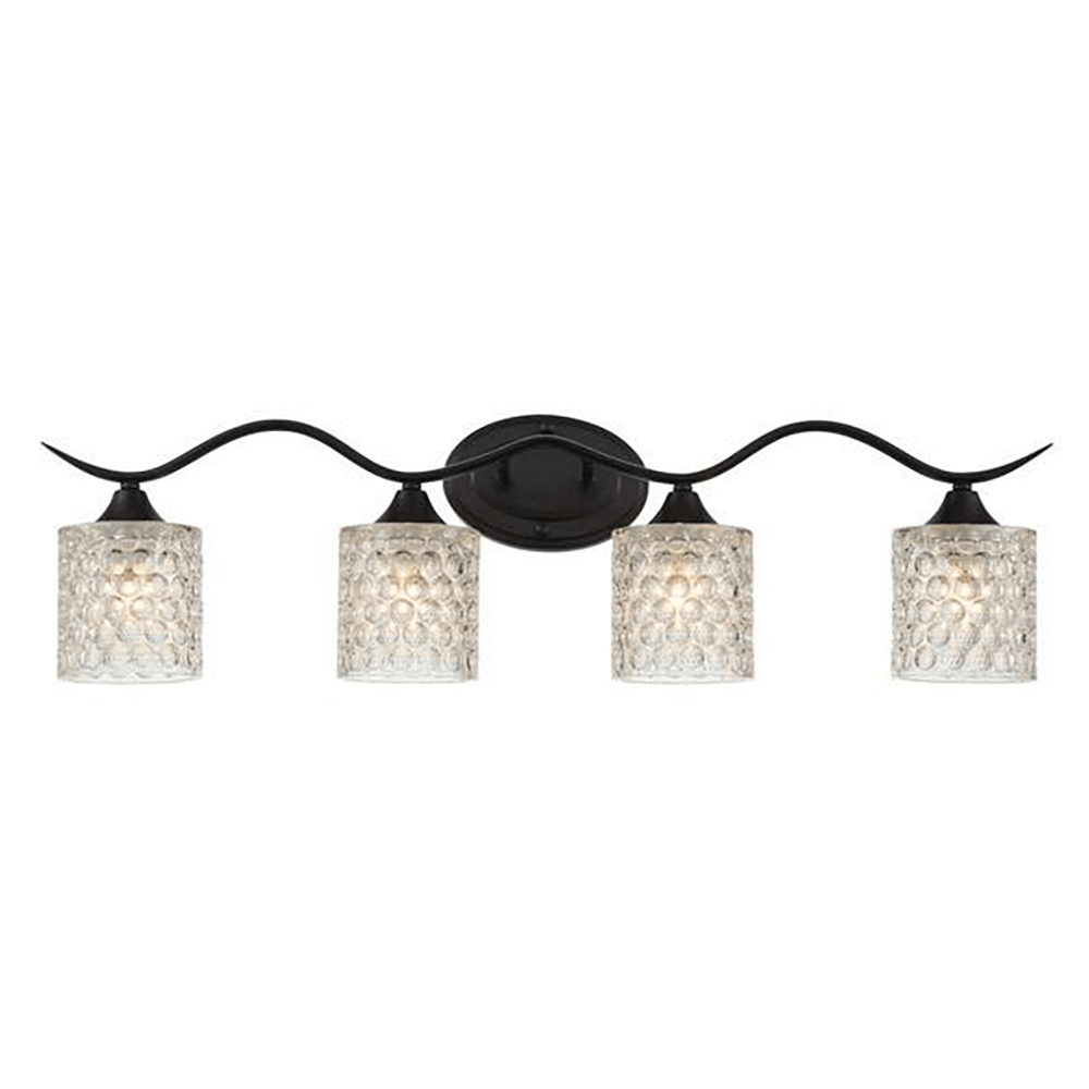 Bordeaux 31.5 in. 4-lights Matte Black Vanity Light with Cut Crystal Glass Shade - Dahdoul Online