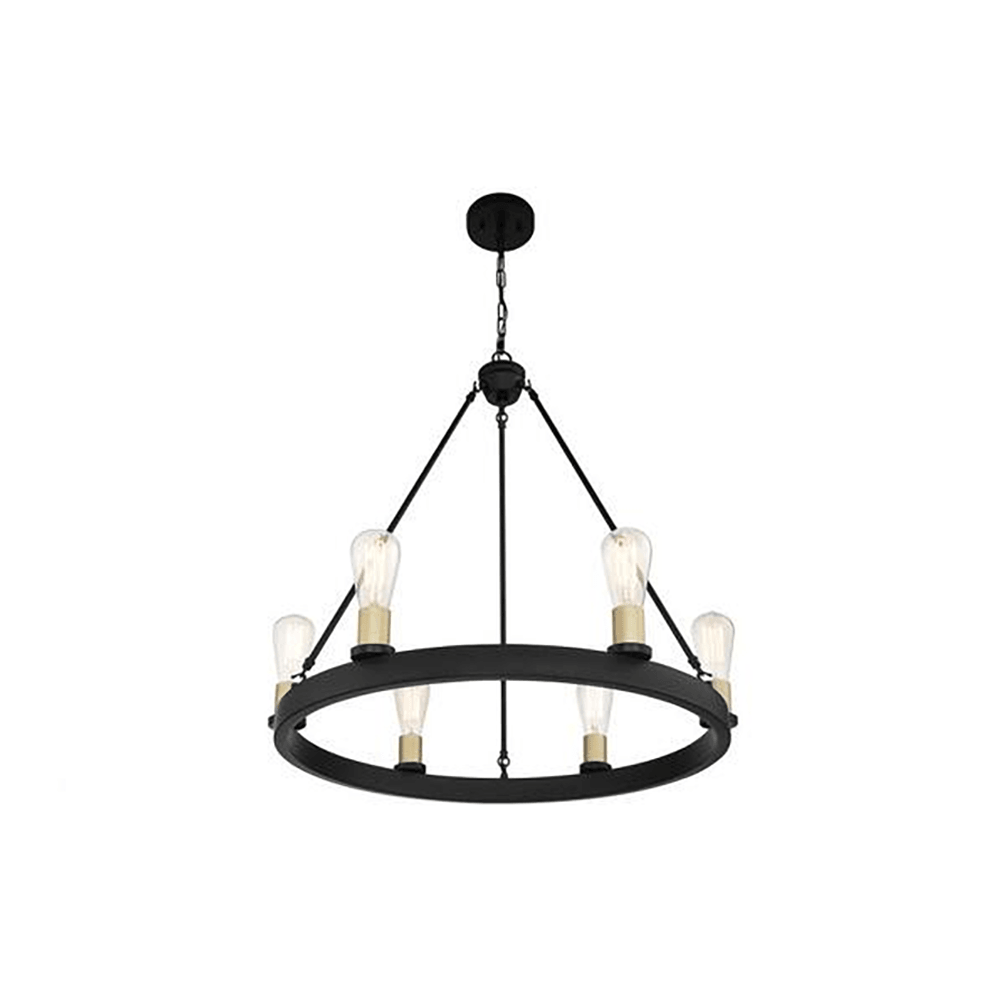 6-Light Vintage Brass Wagon Wheel Chandelier in Black - Dahdoul Online