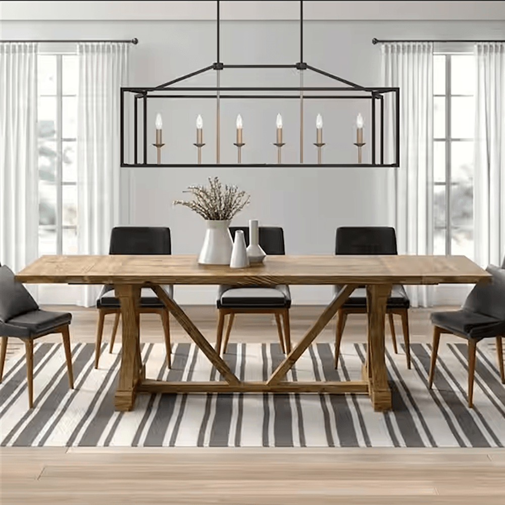6-Lights Classic Black+ Brass Dust Kitchen Island Linear Pendant - Dahdoul Online