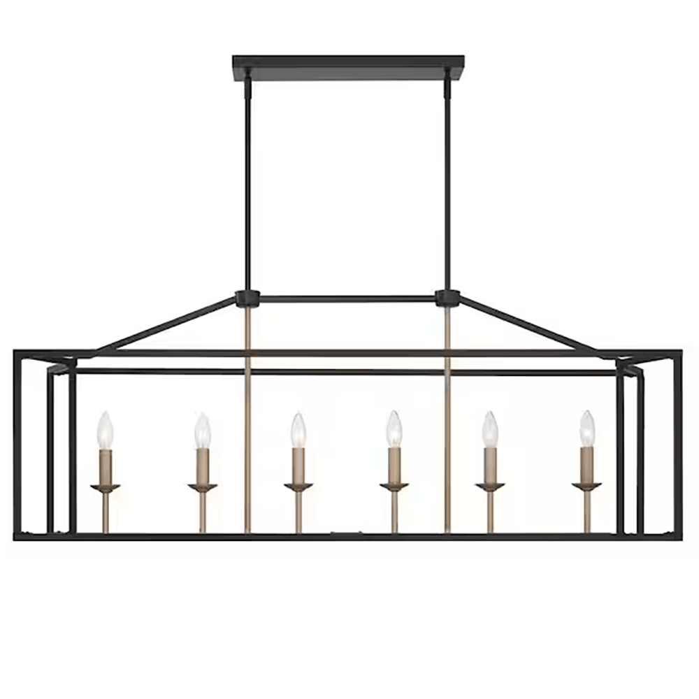 6-Lights Classic Black+ Brass Dust Kitchen Island Linear Pendant - Dahdoul Online