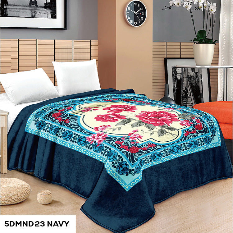 5 DIAMOND 2 PLY NEW FLOWER DESIGN RACHELLE BLANKET - (Assorted Case Pack 10 Blanket's Per Case 2 Per Design)