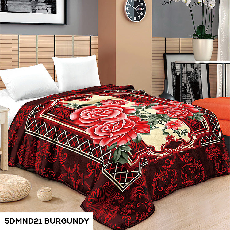 5 DIAMOND 2 PLY NEW FLOWER DESIGN RACHELLE BLANKET - (Assorted Case Pa