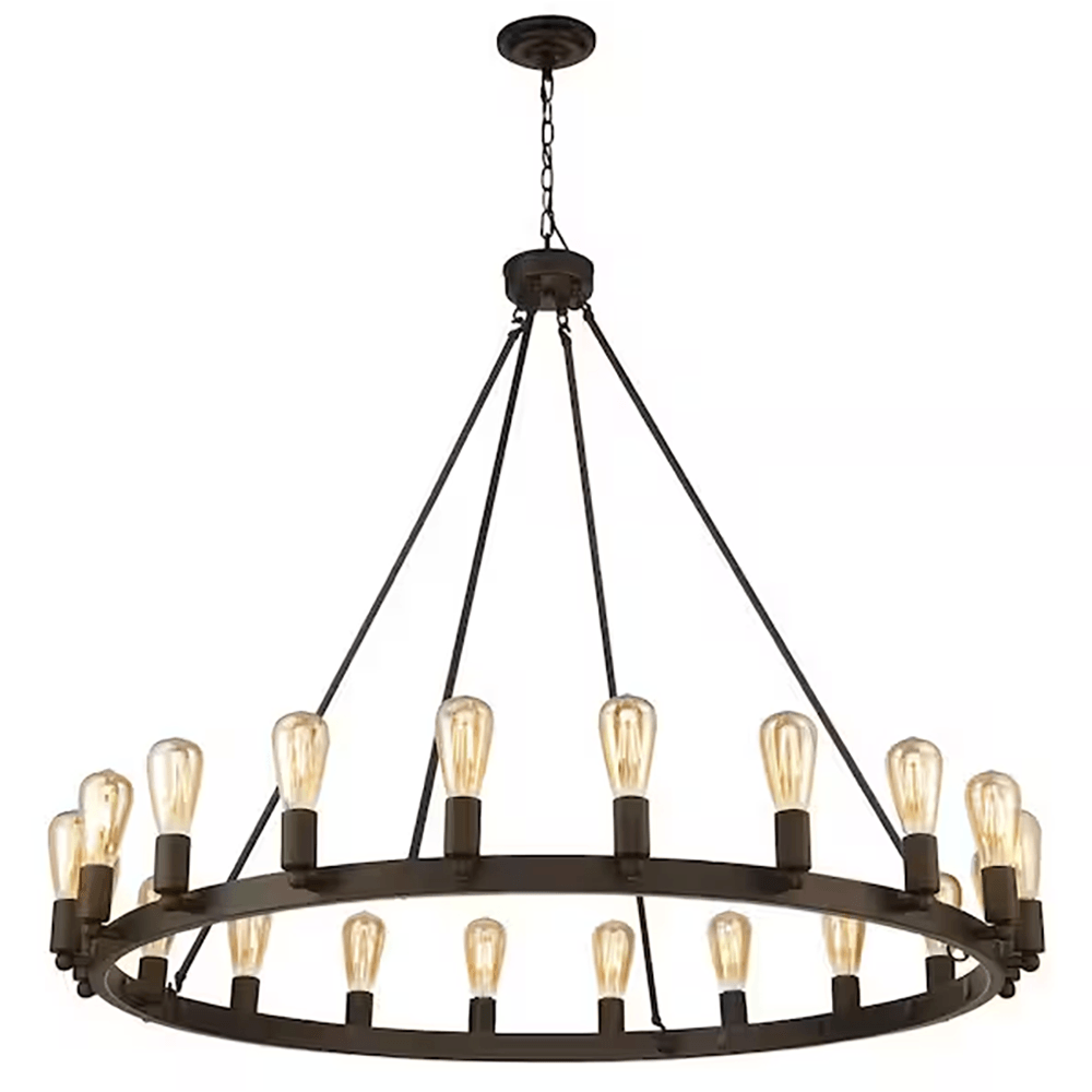 Cholet 20-Light Oil Rubbed Bronze/Brass Dust Wagon Wheel Chandelier - Dahdoul Online