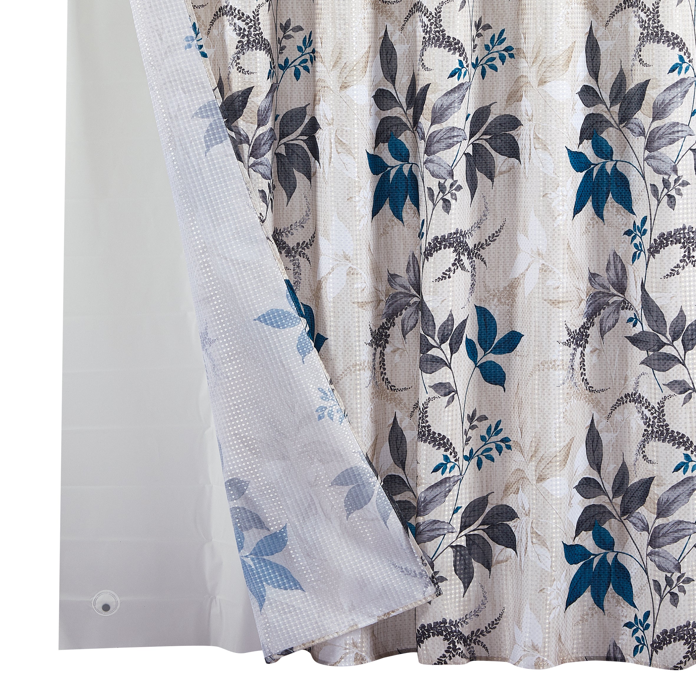14 Pieces "Leaf" Waffle Jacquard Shower Curtain