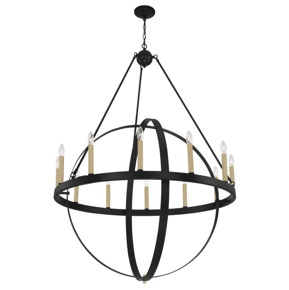 Lorient 12-Light Black/Brass Dust Wagon Wheel Chandelier - Dahdoul Online