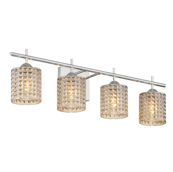 Lourdes 29 in. Chrome Vintage 4-Lights Modern Cut Crystal Reversible Shade Vanity Light - Dahdoul Online