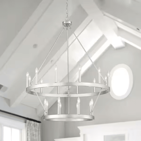 Toulon 20-Light Vintage Antique Silver Wagon Wheel Chandelier - Dahdoul Online