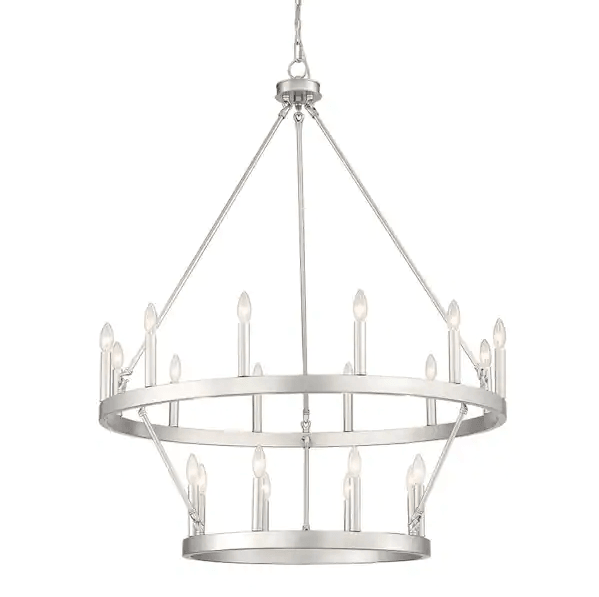 Toulon 20-Light Vintage Antique Silver Wagon Wheel Chandelier - Dahdoul Online