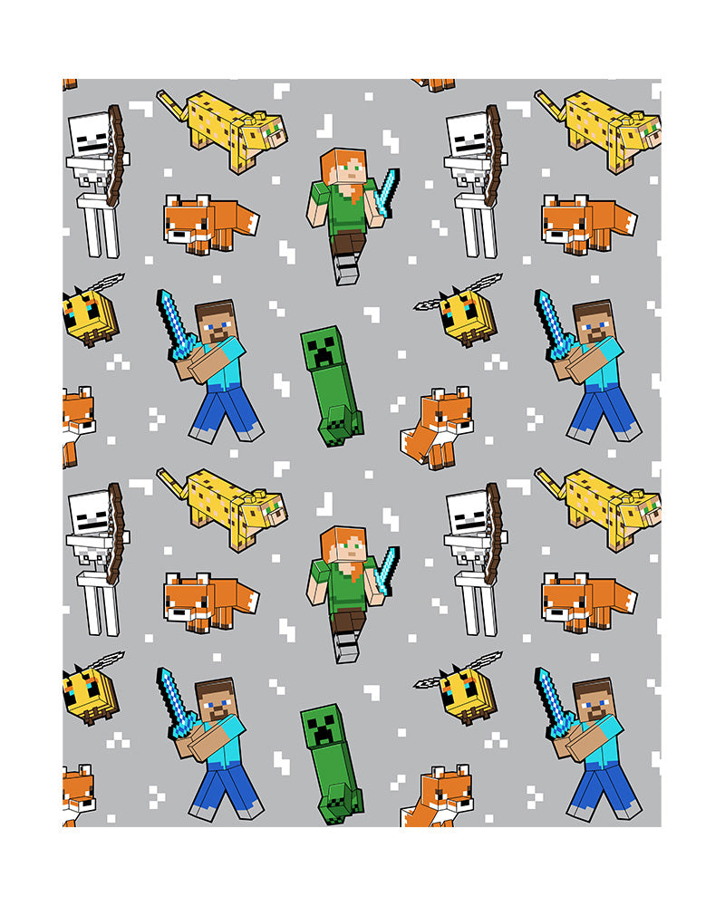 BABY DISNEY FLANNEL ROTARY THROW "NEW DESIGN"-“MOBS TOGETHER” MINECRAFT(SOILD CASE PACK: 24 ITMES PERCASE)
