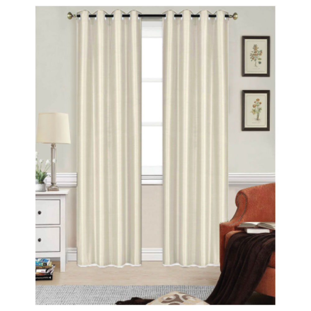 1 Piece Faux Silk Window Curtain - Beige