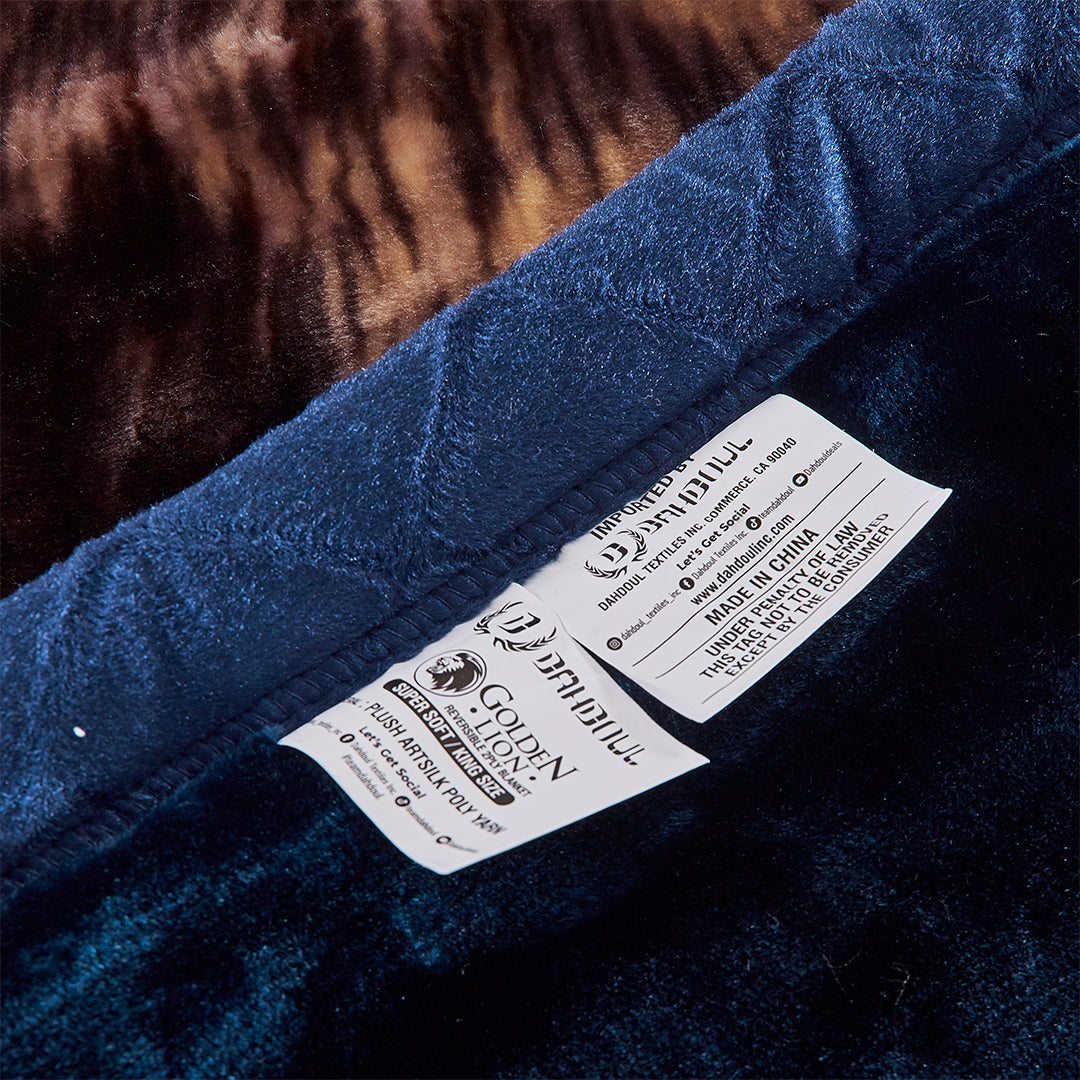 WOLF/NAVY GOLDEN LION 2PLY BLANKET (SOLID CASE PACK 5 BLANKETS PER CASE)