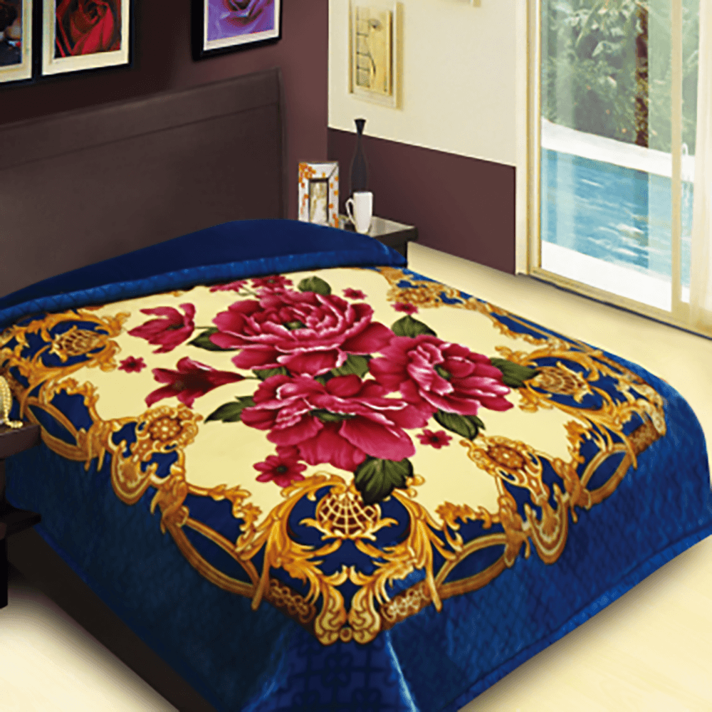 Blue CJ990 Golden Lion 2Ply Blanket - Dahdoul Online