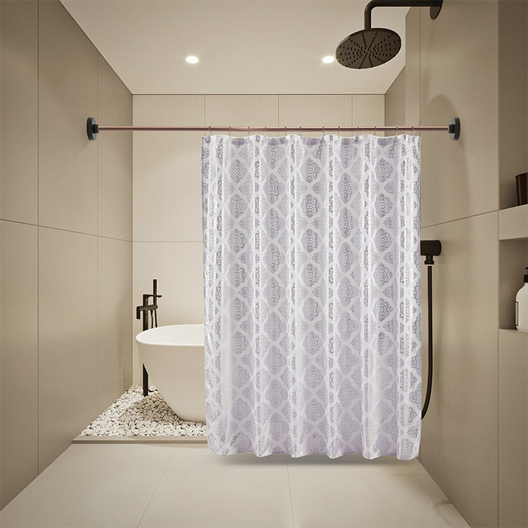 14 Piece Roaring Metallic Shower Curtain-(SOLID CASE PACK 12 ITEMS IN A CASE)