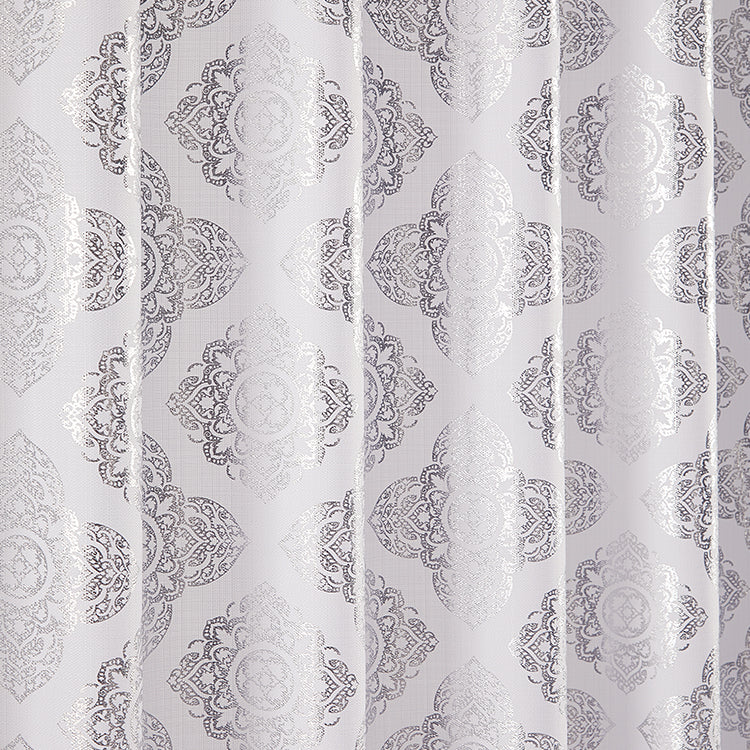 14 Piece "Cleo-Silver Foil" Roaring Metallic Shower Curtain